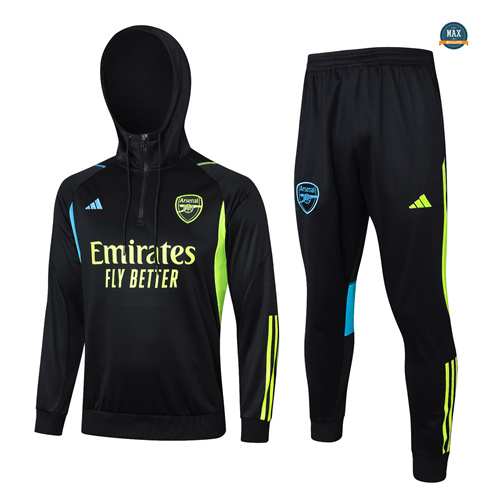 Vente Max Survetement Enfant à capuche Arsenal 2024/25 noir pas cher fiable