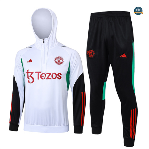 Acheter Max Survetement Enfant à capuche Manchester United 2024/25 Blanc pas cher fiable