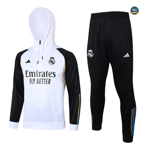 Marque Max Survetement Enfant à capuche Real Madrid 2024/25 Blanc pas cher fiable