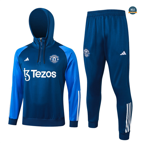 Acheter Max Survetement à capuche Manchester United 2024/25 bleu royal pas cher fiable