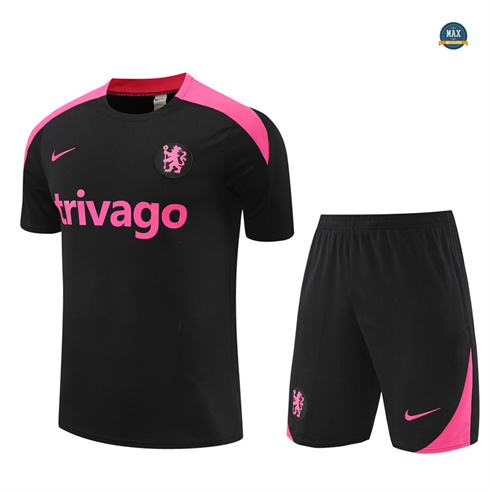 Soldes Max Maillot Chelsea + Shorts 2024/25 Training noir pas cher fiable