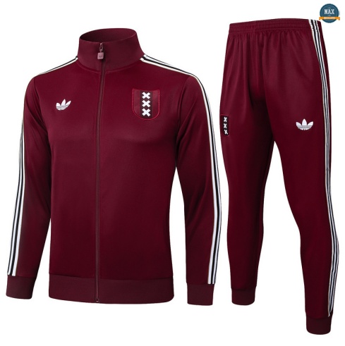 Maxmaillots Veste Survetement Enfant Ajax 2025/26 Rouge/Blanc personnalisé