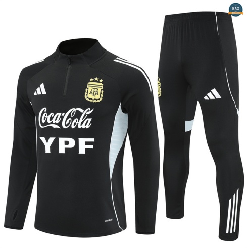 Maxmaillots Survetement Enfant Argentine 2025/26 Noir/Blanc Pas chèr