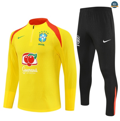 Maxmaillots Survetement Enfant Brésil 2025/26 Jaune/Noir/Rouge discout