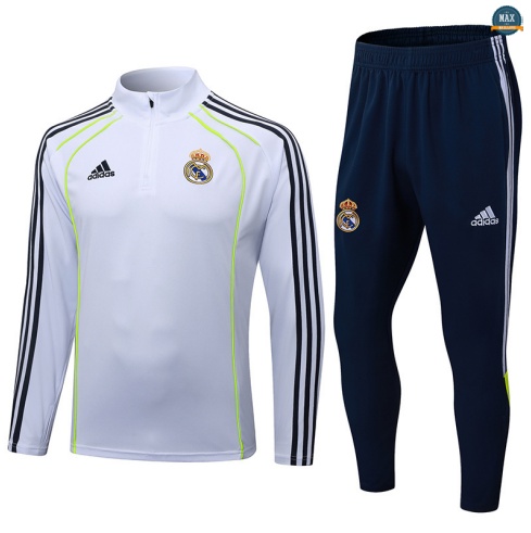 Maxmaillots Survetement Enfant Real Madrid 2025/26 Blanc/Noir Pas Chere