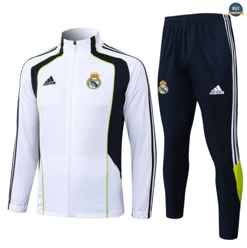 Maxmaillots Veste Survetement Enfant Real Madrid 2025/26 Blanc/Vert discout