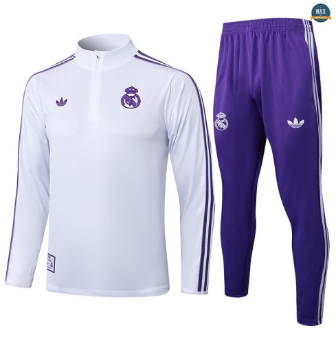 Maxmaillots Survetement Enfant Real Madrid 2025/26 Blanc/Violet Pas chèr