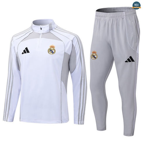 Maxmaillots Survetement Enfant Real Madrid 2025/26 Blanc/Gris Online