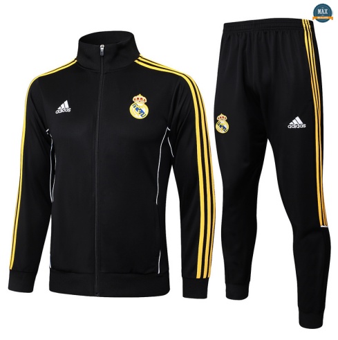 Maxmaillots Veste Survetement Enfant Real Madrid 2025/26 Noir/Jaune Pas Cher