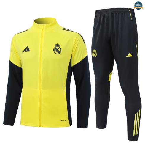 Maxmaillots Veste Survetement Enfant Real Madrid 2025/26 Jaune/Noir Pas Cher