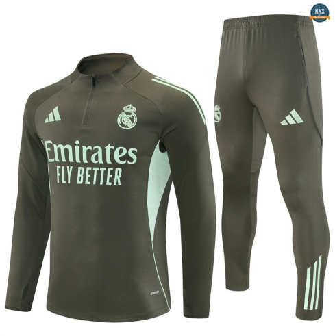 Maxmaillots Survetement Enfant Real Madrid 2025/26 Kaki Pas Chere