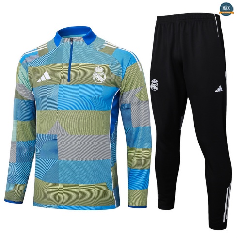 Maxmaillots Survetement Enfant Real Madrid 2025/26 Bleu/Vert/Noir Pas Cher