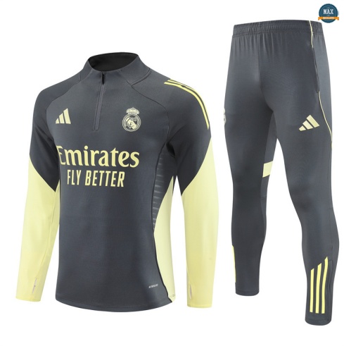 Maxmaillots Survetement Enfant Real Madrid 2025/26 Gris foncé/Jaune Online