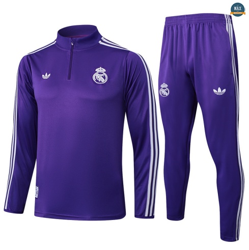 Maxmaillots Survetement Enfant Real Madrid 2025/26 violet/Blanc Pas Cher