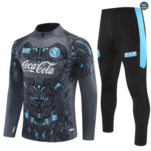 Maxmaillots Survetement Naples 2025/26 Gris foncé/Noir Pas Cher