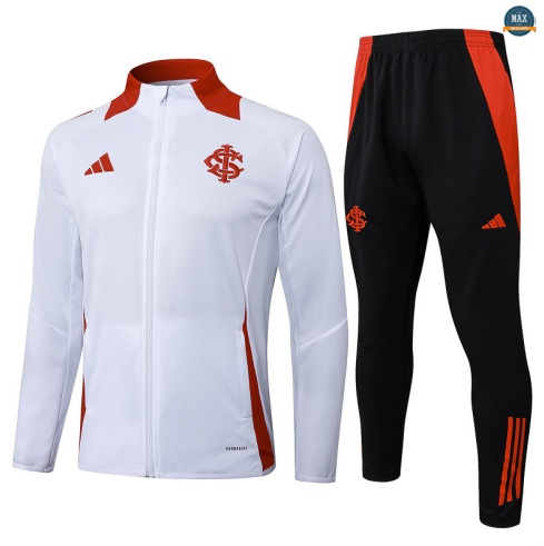 Maxmaillots Veste Survetement SC Internacional 2025/26 Blanc/Noir/Rouge personnalisé