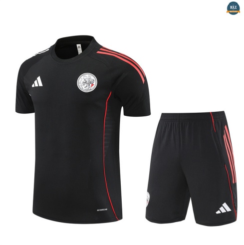 Maxmaillots Training Ajax Enfant + Short 2025/26 Noir/Blanc/Rouge Pas Cher