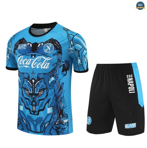 Maxmaillots Training Naples Enfant + Short 2025/26 Bleu/Noir Pas Cher