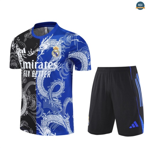 Maxmaillots Training Real Madrid Enfant + Short 2025/26 Noir/Bleu Pas chèr