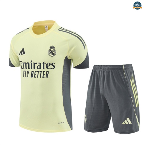 Maxmaillots Training Real Madrid + Short 2025/26 Jaune/Bleu Marine Pas Cher