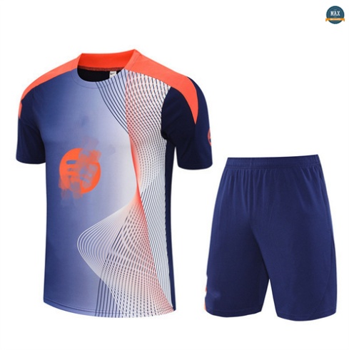 Achat Max Maillots Training Foot Barcelone Enfant + Short 2025/26 Bleu Marine/Orange
