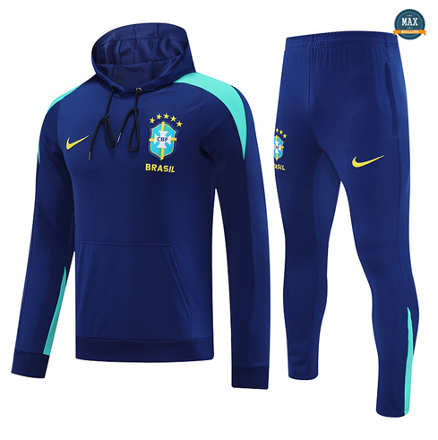 Survetement Sweatshirt à capuche Brésil 2025/26 bleu personnalisé