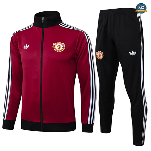 Veste Survetement Enfant Manchester United 2024/25 rouge bordeaux