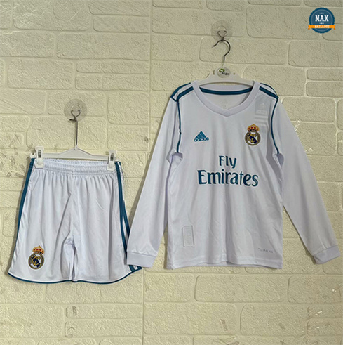 Max Maillot Rétro 2017-18 Real Madrid Enfant Domicile Manche Longue