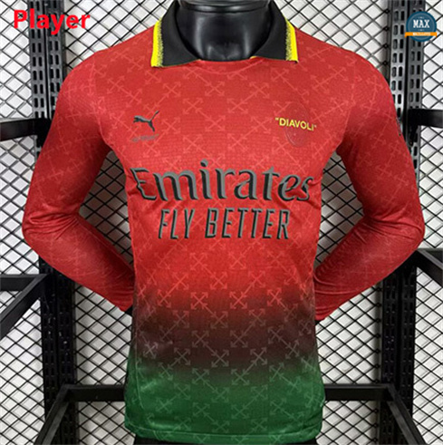 Max Maillot Player Version 2025/26 AC Milan co-marqué Manche Longue Rouge