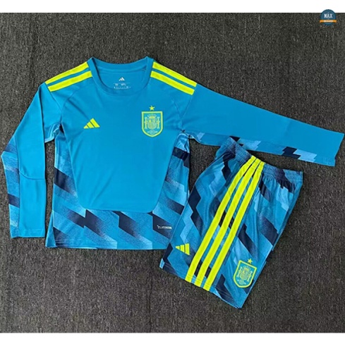 Max Maillot foot Espagne Enfant maillot Gardien de but Manche Longue Bleu 2026/27