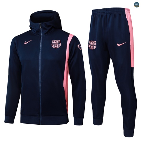 Maxmaillot:Veste Survetement foot à capuche Barcelone 2026/27 Bleu Marine/Rose