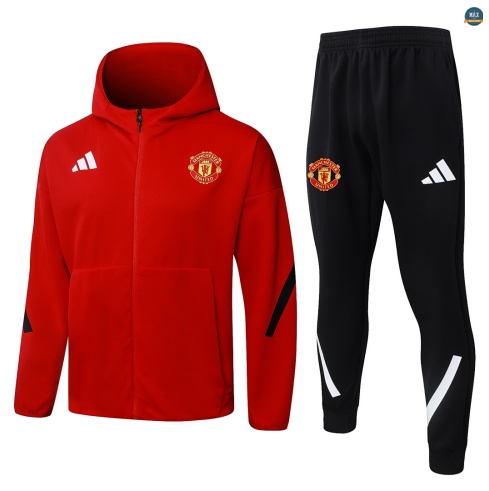 Maxmaillot:Veste Survetement foot à capuche Manchester United 2026/27 Rouge