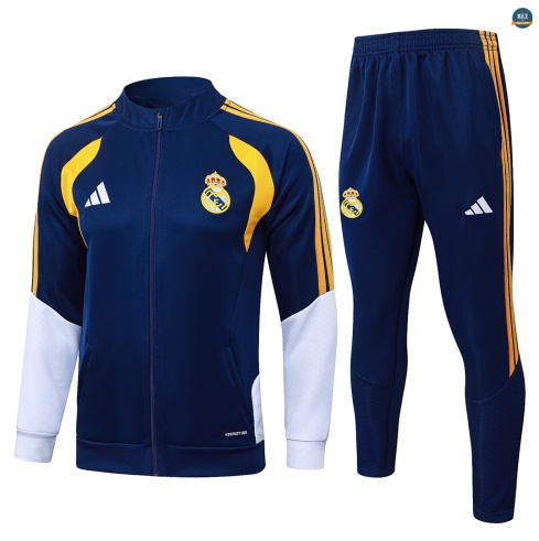 Maxmaillot:Veste Survetement foot Real Madrid 2026/27 Bleu Marine/Blanc