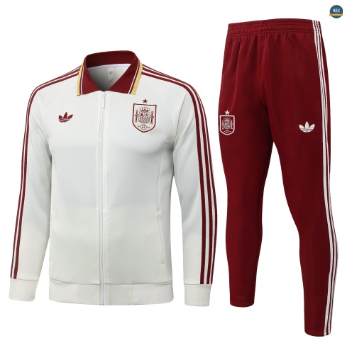 Maxmaillot:Veste Survetement Enfant foot Espagne 2026/27 blanc cassé