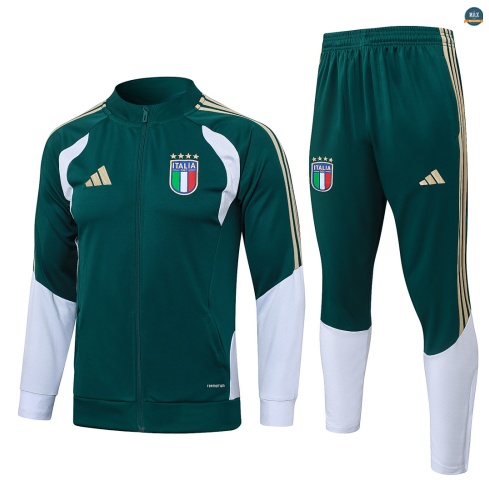 Maxmaillot:Veste Survetement Enfant foot Italie 2026/27 vert noirâtre
