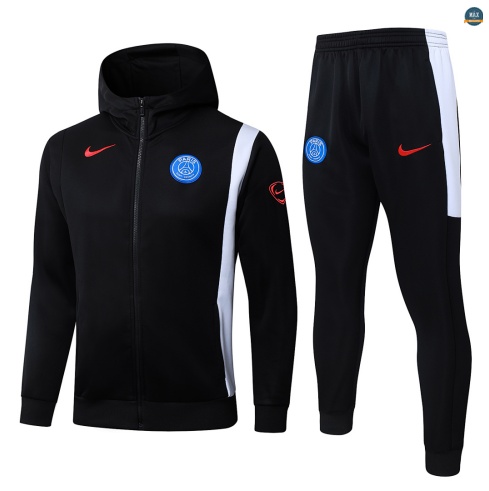 Maxmaillot:Veste Survetement foot à capuche Enfant PSG 2425 Noir