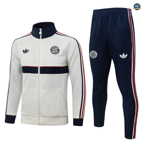 Maxmaillot: Nouveaux Veste Survetement Enfant Foot Bayern Munich 2026/27 blanc cassé/Bleu Marine