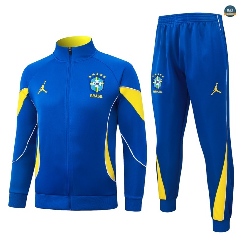 Maxmaillot: Achetez Veste Survetement Enfant Foot Brésil 2026/27 Blanc/Jaune