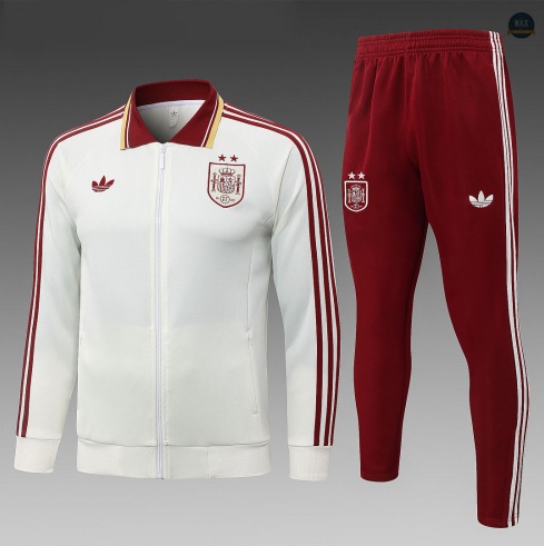 Maxmaillot: Vente Veste Survetement Enfant Foot Espagne 2026/27 2 étoiles blanc cassé