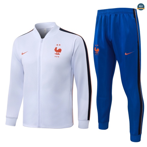 Maxmaillot: Soldes Veste Survetement Enfant Foot France 2026/27 Blanc