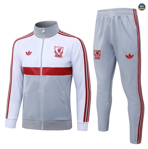 Maxmaillot: Vente Veste Survetement Enfant Foot Liverpool 2026/27 Gris/Blanc