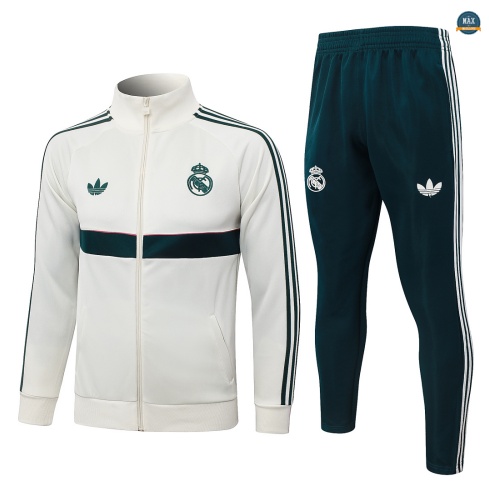 Maxmaillot: Vente Veste Survetement Enfant Foot Real Madrid 2026/27 blanc cassé/vert noirâtre