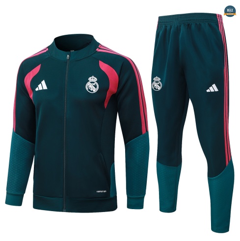 Maxmaillot: Vente Veste Survetement Enfant Foot Real Madrid 2026/27 vert noirâtre