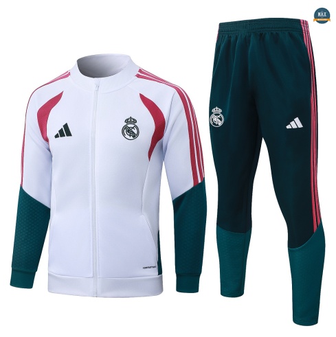 Maxmaillot: Créer Veste Survetement Enfant Foot Real Madrid 2026/27 Blanc/Rose