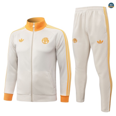 Maxmaillot: Flocage Veste Survetement Foot Bayern Munich 2026/27 blanc cassé/Orange
