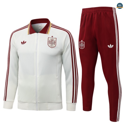 Maxmaillot: Créer Veste Survetement Foot Espagne 2026/27 blanc cassé