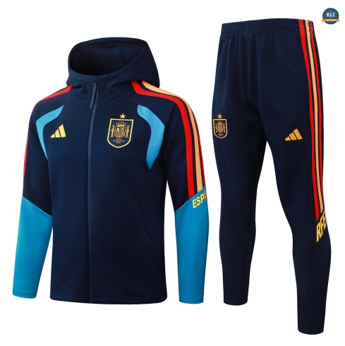 Maxmaillot: Nouveaux Veste Survetement Foot Espagne à capuche 2026/27 Bleu Marine
