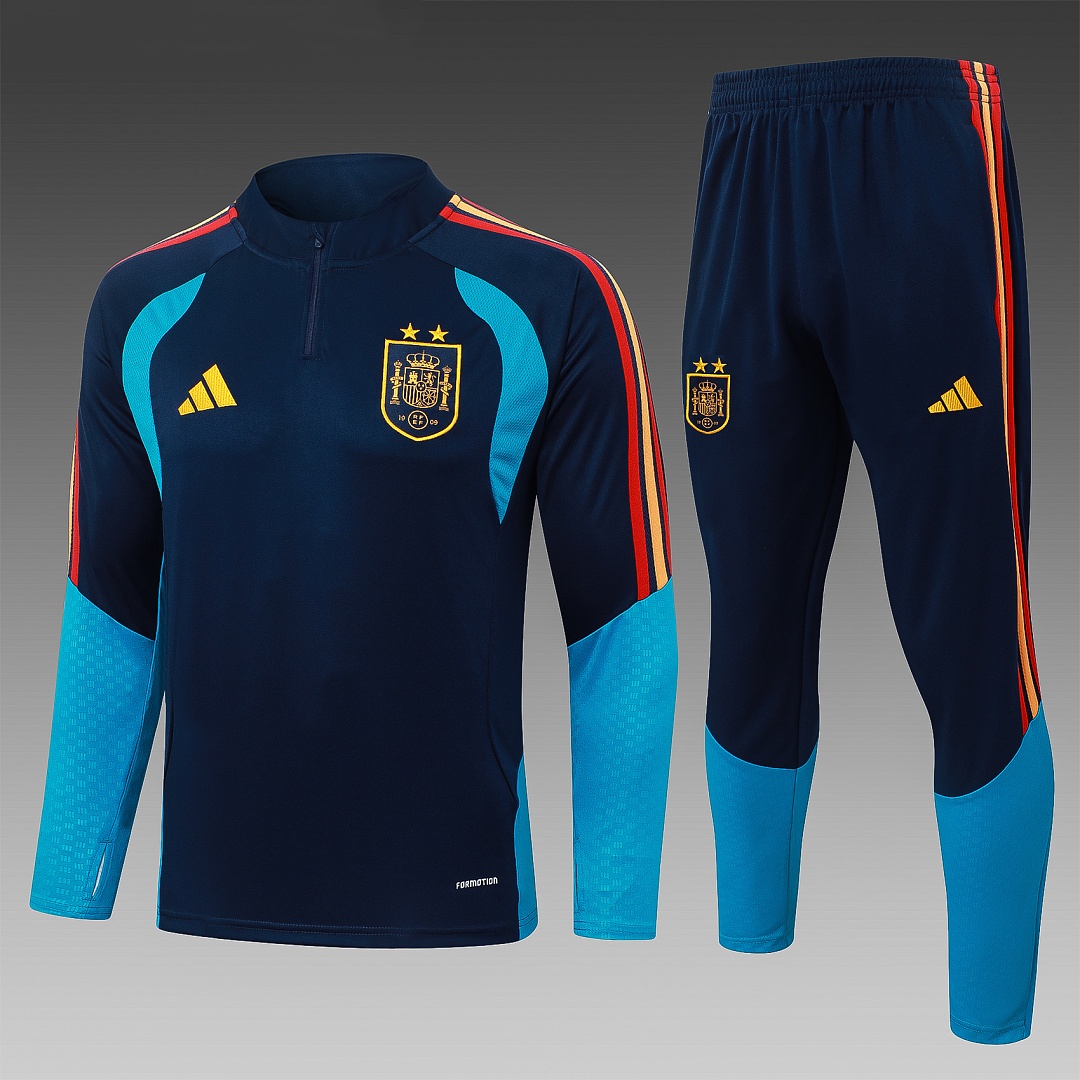 Maxmaillot: Achetez Survetement Foot Espagne 2026/27 Bleu Marine 2 étoiles