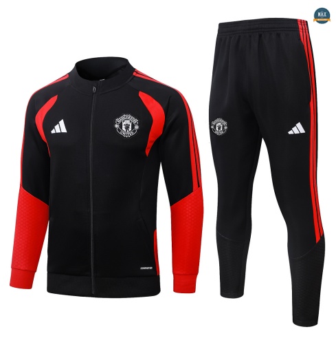 Maxmaillot: Créer Veste Survetement Foot Manchester United 2026/27 Noir/Rouge