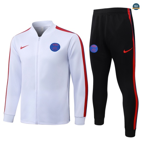 Maxmaillot: Flocage Veste Survetement Foot Paris Saint Germain 2026/27 Blanc/Rouge